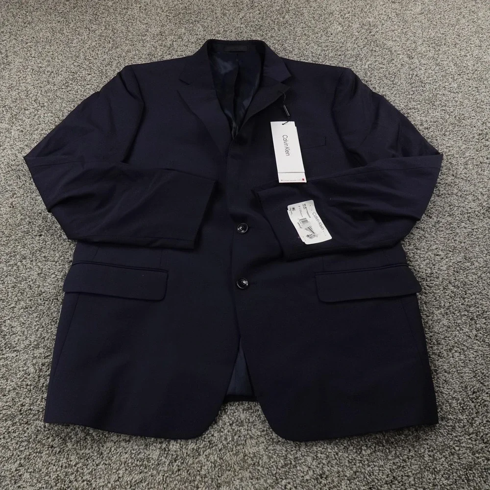 NEW Calvin Klein Blazer Mens 46R Blue Extra Slim Wool Sport Coat Suit Jacket Top